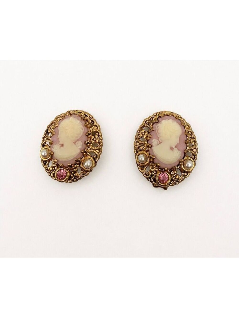 Vintage West Germany Cameo Clip-On Earrings